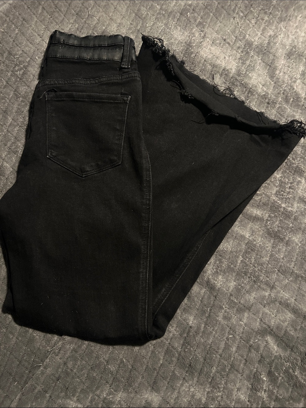 Flying Monkey Black Raw Hem Flare Jeans